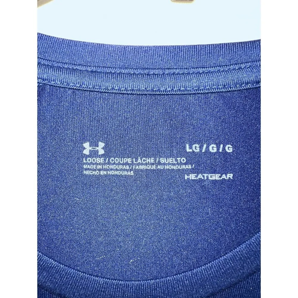 Under Armour Shirt Mens Large Blue HeatGear Loose Fit Logo Performance Tee